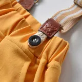 3PCS Boys Outfit Short Sleeve Shirt and Suspender Shorts Dress Up with Strap