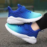 Toddler Kids Leather Breathable Velcro Gradient Sneakers Shoes