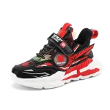 Boy Leather Armored Velcro Casual Running Sneakers Shoes