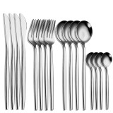 Silverware Set Smooth Edge Stainless Steel Tableware Includes Dinner Forks Knives Spoons