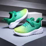 Toddler Kids Leather Breathable Velcro Gradient Sneakers Shoes