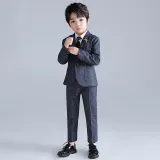 5PCS Boys Outfit Shirt Suits and Suit Pants with Brooch