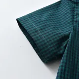 4PCS Boys Outfit Green Plaid Shirt and Red Suspender Shorts Dress Up