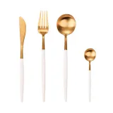 4 Piece Portugal Smooth Edge Stainless Steel Tableware Includes Dinner Forks Knives Spoons