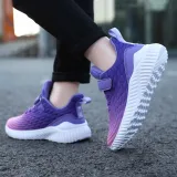 Toddler Kids Leather Breathable Velcro Gradient Sneakers Shoes