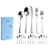 20 Pieces Silverware Set Smooth Edge Stainless Steel Tableware Includes Dinner Forks Knives Spoons