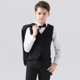 5PCS Boys Tuxedo Outfit White Shirts Suit Vest and Pants with Tie Dress Up