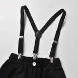 4PCS Boys Outfit Ploll Short Sleeve Shirts and Suspender Shorts Dress Up