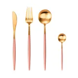 4 Piece Portugal Smooth Edge Stainless Steel Tableware Includes Dinner Forks Knives Spoons