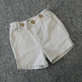 4PCS Boys Outfit Short Sleeve Shirt and Beige Suspender Shorts Dress Up