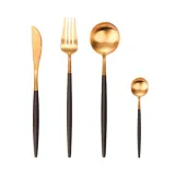 4 Piece Portugal Smooth Edge Stainless Steel Tableware Includes Dinner Forks Knives Spoons