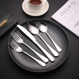 5 Pieces Silverware Set Smooth Edge Stainless Steel Tableware Includes Dinner Forks Knives Spoons