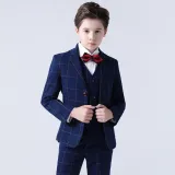 5PCS Boys Outfit Long Sleeve Shirt Suit Vest and Pants with Tie