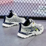 Boy Single Mesh Breathable Velcro Hollowed Out Soft Sole Sneakers Shoes