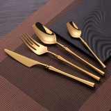 Titaniums 4 Piece Smooth Edge Stainless Steel Tableware Includes Dinner Forks Knives Spoons With Gift Box