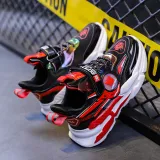Boy Leather Armored Velcro Casual Running Sneakers Shoes
