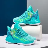 Boy Mesh Breathable Lace-up Sports Basketball Sneakers Shoes