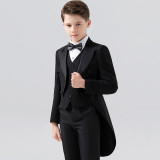 5PCS Boys Tuxedo Outfit White Shirts Suit Vest and Pants with Tie Dress Up