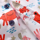 4PCS Boys Outfit Cartoon Crab Shirt and Khaki Shorts Dress Up