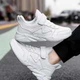 Toddler Kids Leather Velcro Pure Color Sneakers Shoes