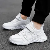 Toddler Kids Leather Velcro Pure Color Sneakers Shoes