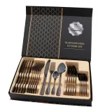 24 Piece Smooth Edge Stainless Steel Tableware Includes Dinner Forks Knives Spoons Gift Box