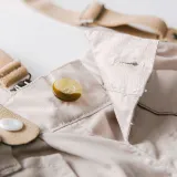 4PCS Boys Outfit White Shirts and Apricot Suspender Shorts Dress Up