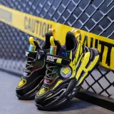 Boy Leather Armored Velcro Casual Running Sneakers Shoes