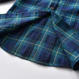 4PCS Boys Outfit Navy Plaid Shirt and Suspender Pants Dress Up
