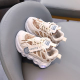 LED Light Kids Mesh Breathable Lace-up Letters Sneakers Shoes