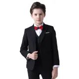 5PCS Boys Outfit Suit Shirts and Pants with Tie Dress Up