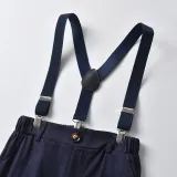 4PCS Boys Outfit Short Sleeve Striped Shirt and Suspender Shorts Dress Up