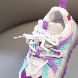 LED Light Kids Mesh Breathable Multicolor Splicing Casual Sneakers Shoes