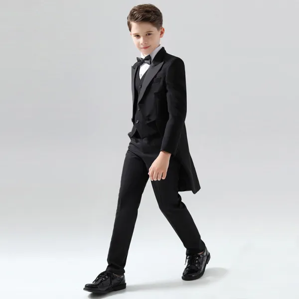 5PCS Boys Tuxedo Outfit White Shirts Suit Vest and Pants with Tie Dress Up