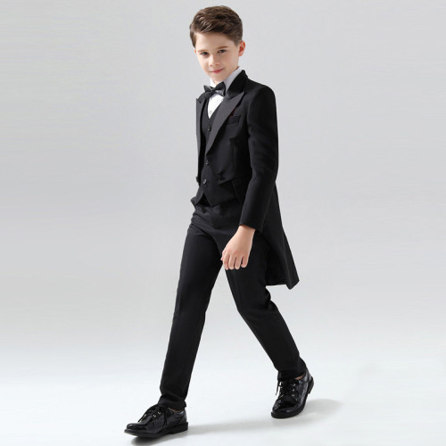 5PCS Boys Tuxedo Outfit White Shirts Suit Vest and Pants with Tie Dress Up
