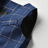 3PCS Boys Blue Plaids Outfit Long Sleeve Shirt Suit Vest and Pants Dress Up