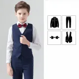 4PCS Boys Outfit Long Sleeve Shirt Suit Vest and Pants