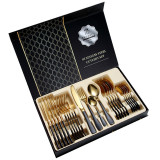 24 Piece Smooth Edge Stainless Steel Tableware Includes Dinner Forks Knives Spoons Gift Box