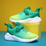 Toddler Kids Leather Breathable Velcro Gradient Sneakers Shoes