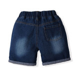 2PCS Boys Outfit Short Sleeve Shirts and Jeans Shorts