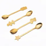 4 Pieces Silverware Star Snowman Socks Smooth Edge Stainless Steel Tableware Spoons