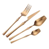 Titaniums 4 Piece Smooth Edge Stainless Steel Tableware Includes Dinner Forks Knives Spoons With Gift Box