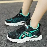 Boy Single Mesh Breathable Velcro Hollowed Out Soft Sole Sneakers Shoes