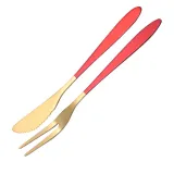 Fruit Fork Dessert Cake Little Fork 2 Piece Smooth Edge Stainless Steel Tableware Includes Dinner Forks Knives Spoons