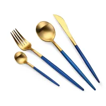 4 Piece Portugal Smooth Edge Stainless Steel Tableware Includes Dinner Forks Knives Spoons