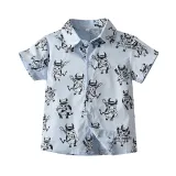 2PCS Boys Outfit Short Sleeve Shirts and Jeans Shorts