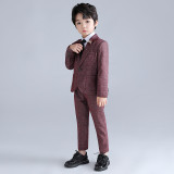 5PCS Boys Outfit Shirt Suits and Suit Pants with Brooch