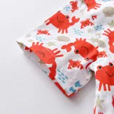 4PCS Boys Outfit Cartoon Crab Shirt and Khaki Shorts Dress Up