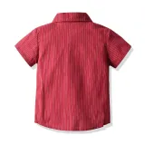 4PCS Boys Outfit Red Short Sleeve Shirts and White Suspender Shorts Dress Up