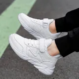 Toddler Kids Leather Velcro Pure Color Sneakers Shoes